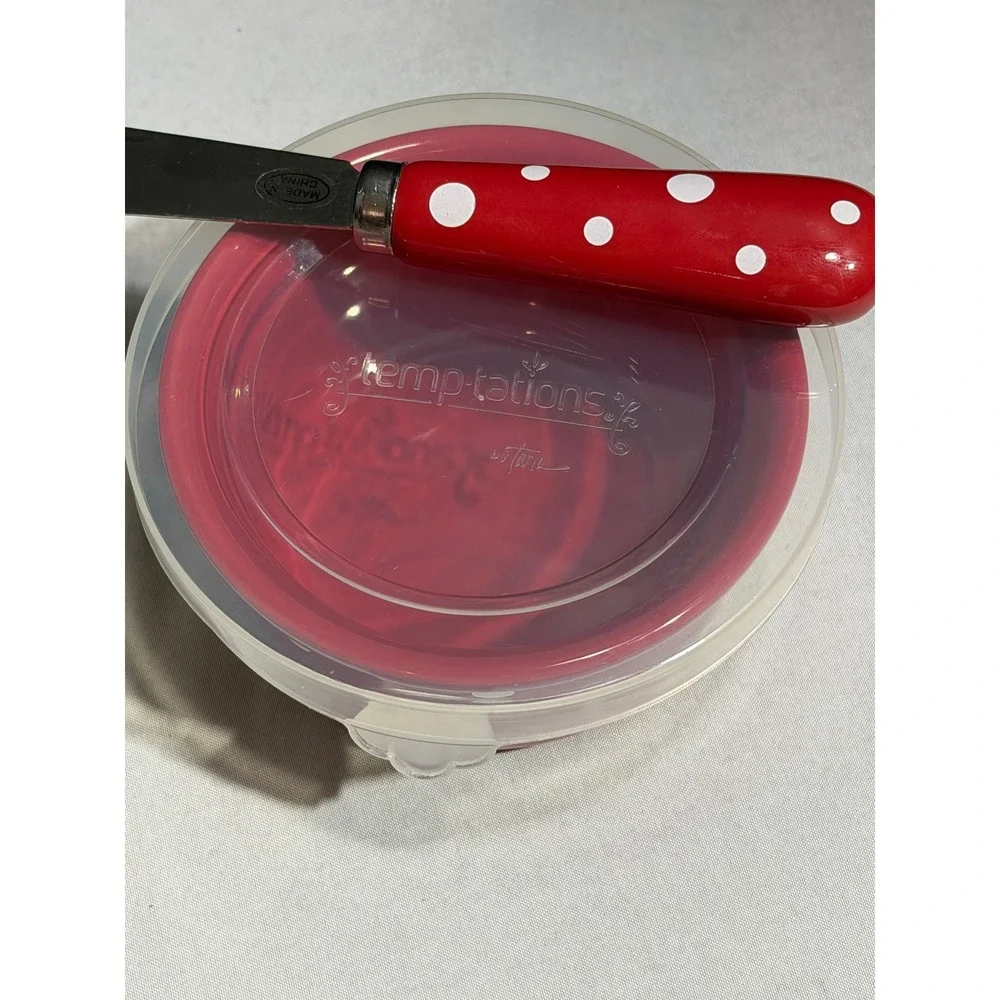 Temp-tations by Tara Polka Dot 6 oz Ramekins Set of 2 Red Green with Spreaders